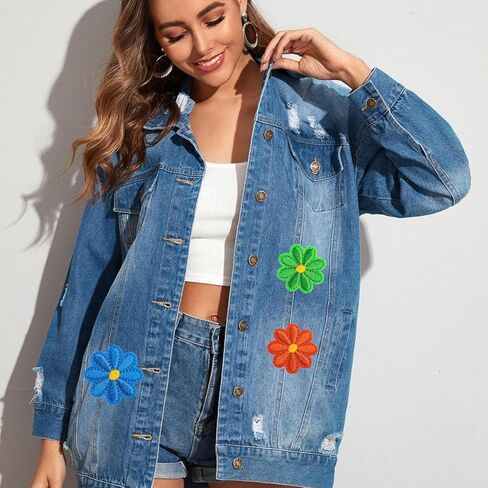 Iron on Patches, 24 Pcs Flower Applique Patch DIY Embroidered Patches for Clothes Dress Bags Jackets Jeans Hat in Saudi Arabia