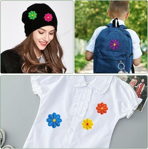 Iron on Patches, 24 Pcs Flower Applique Patch DIY Embroidered Patches for Clothes Dress Bags Jackets Jeans Hat in Saudi Arabia