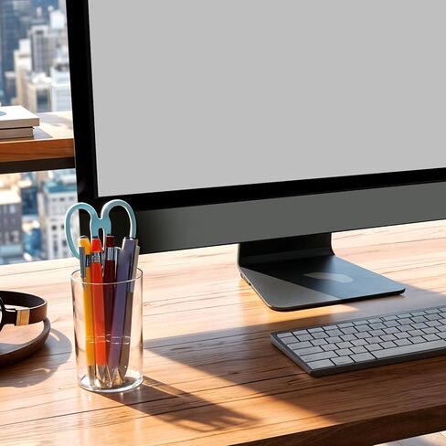 3 Pack Clear Acrylic Pen Holder Round Shape Desktop Pencil Cup Holder Clear Makeup Bush Holders Countertop Stationery Organizer for Office Desk Accessory Home Supplies in Kuwait