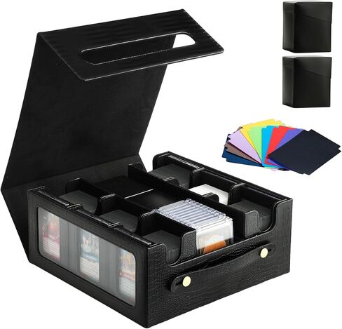 9IN1 MTG Deck Box with Carrying Handle, 8 Removable Deck Boxes & 1000+ Card Storage for TCG & Sports Cards, 10 Dividers, for Magic, YuGiOh, Gundam Card Game (BLACK) in Saudi Arabia