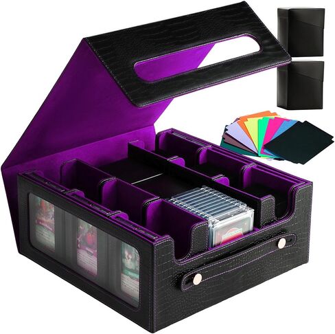 9IN1 MTG Deck Box with Carrying Handle, 8 Removable Deck Boxes & 1000+ Card Storage for TCG & Sports Cards, 10 Dividers, for Magic, YuGiOh, Gundam Card Game (BLACK) in Saudi Arabia