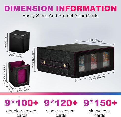 9IN1 MTG Deck Box with Carrying Handle, 8 Removable Deck Boxes & 1000+ Card Storage for TCG & Sports Cards, 10 Dividers, for Magic, YuGiOh, Gundam Card Game (BLACK) in Saudi Arabia