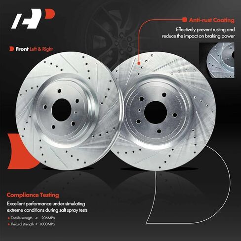 A-Premium 13.96 inch (354.50mm) Front Drilled and Slotted Disc Brake Rotors Compatible with Select Infiniti & Nissan Models - Q50, Q60, 370Z, G37, M35h, M37, M56, QX70, Q70, Q70L, FX50, 350Z, 2-PC Set in Saudi Arabia
