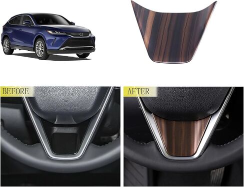 Steering wheel Surround Frame Cover Compatible With Toyota Venza 2021 2022 2023 Steering Wheel Bottom Trims Interior Car Accessories ABS 1PC(Peach Wood Style) in Saudi Arabia