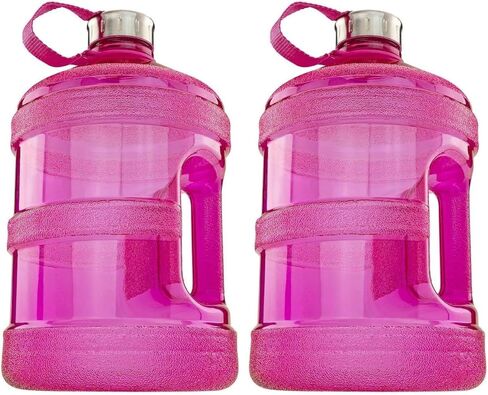 1 Gallon BPA Free Plastic Water Bottle for Cold Liquids With Attached Leak Proof Screw Lid - For Gym Office Daily Use, Pink in Saudi Arabia