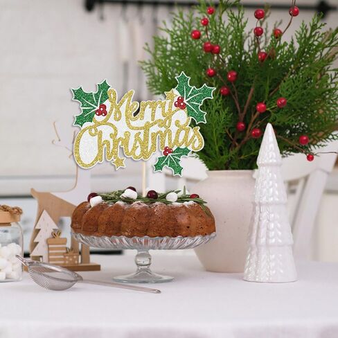 8 حزم كعكة عيد الميلاد القبعات العالية مجموعة الذهب بريق عيد ميلاد سعيد كب كيك توبر لعيد الميلاد حزب كعكة الزينة الأخضر هولي بيري تصميم كب كيك يختار الشتاء موضوع حفلة عيد ميلاد لوازم in Kuwait