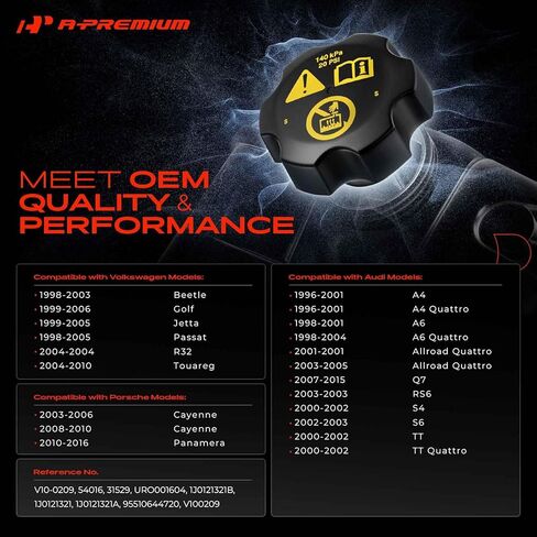 A-Premium Coolant Reservoir Expansion Tank Cap Compatible with Volkswagen Jetta, Passat, Golf, Beetle, Touareg & Audi A4, Q7, A6, TT, Allroad Quattro, RS6, S4, S6 & Porsche Cayenne, Panamera in Saudi Arabia