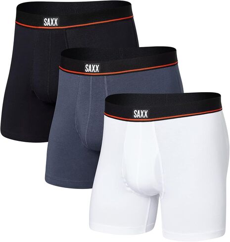 Men's Non-Stop Stretch Cotton Boxer Brief Fly 3-Pack, Black 1 in Saudi Arabia