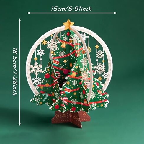 3D Pop-Up Christmas Golden Crystal Ball Greeting Card, White Laser-Cut Christmas Tree with Snowflakes, Festive Holiday Card for Xmas Gifts and Decor in Saudi Arabia