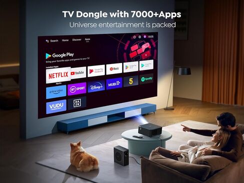 جهاز عرض Yaber K3 1600 ANSI ذكي مع تلفزيون جوجل، صوت مكبر صوت 30 وات من JBL، صوت دولبي، جهاز عرض أفلام منزلي/خارجي مع WiFi6 وبلوتوث، تكيف تلقائي للشاشة، تطبيق Netflix 7000+ in Kuwait