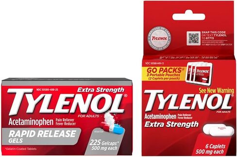 Tylenol Extra Strength Rapid Release Gels with Acetaminophen, Pain Reliever & Fever Reducer, 225 ct in Saudi Arabia