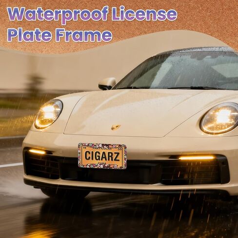 License Plate Frame for Car, Floral License Plate Frame with Screws for Standard Us Canada License Plate Holder, Stainless Steel Car Accessories for Men & Women (1 Pcs) in Saudi Arabia