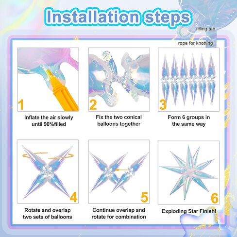 Tellpet Star Balloons, 50 Pcs Star Balloons 12 Spike Foil Explosion Party Balloons for Decoration Birthday Wedding Decorations in Saudi Arabia