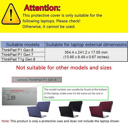 غطاء حقيبة كمبيوتر محمول مقاس 16 بوصة لجهاز Lenovo ThinkPad P1 Gen 7/Gen8 ولجهاز ThinkPad T1g Gen 8، حقيبة واقية للكمبيوتر المحمول من جلد البولي يوريثان مع حامل قلم (أحمر خمري) in Saudi Arabia