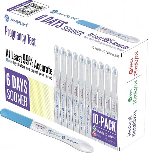 Amplim Early Detection HCG Pregnancy Test – 6 Days Sooner Results at Home | Over 99% Accurate, 10 MIU Sensitivity, Quick 2-Second Midstream Test | Bulk Pack of 3 for Reliable Pregnancy Confirmation in Saudi Arabia
