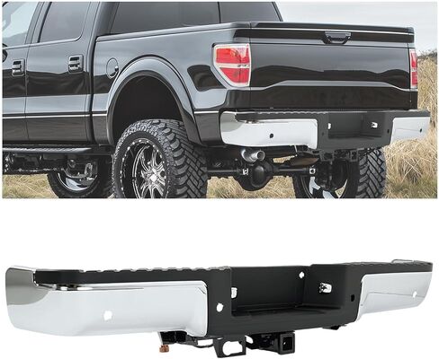 ممتص الصدمات الخلفي من KUAFU مع وصلة ربط من الفئة 3 متوافقة مع سرير Ford F150 Styleside 2009-2014، يناسب المستشعر العكسي أو لا وحزمة سحب الربط، بديل لFO1103164، 9L3Z17906A-PFM فضي in Saudi Arabia