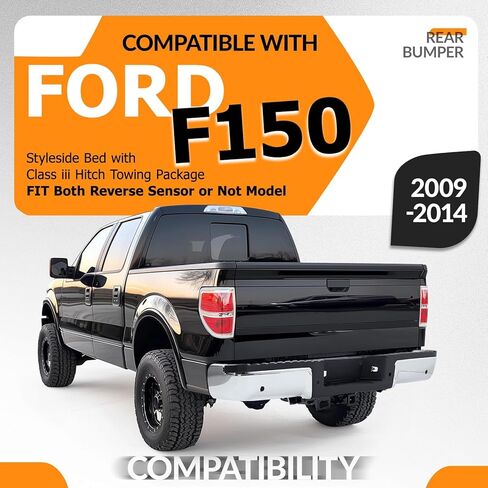 ممتص الصدمات الخلفي من KUAFU مع وصلة ربط من الفئة 3 متوافقة مع سرير Ford F150 Styleside 2009-2014، يناسب المستشعر العكسي أو لا وحزمة سحب الربط، بديل لFO1103164، 9L3Z17906A-PFM فضي in Saudi Arabia