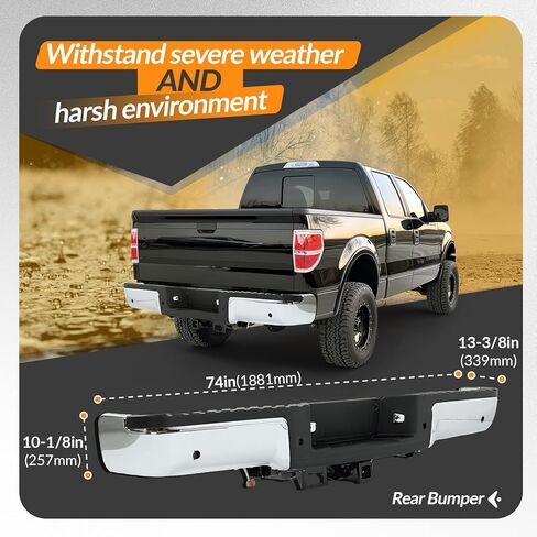 ممتص الصدمات الخلفي من KUAFU مع وصلة ربط من الفئة 3 متوافقة مع سرير Ford F150 Styleside 2009-2014، يناسب المستشعر العكسي أو لا وحزمة سحب الربط، بديل لFO1103164، 9L3Z17906A-PFM فضي in Saudi Arabia