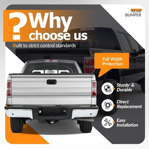 ممتص الصدمات الخلفي من KUAFU مع وصلة ربط من الفئة 3 متوافقة مع سرير Ford F150 Styleside 2009-2014، يناسب المستشعر العكسي أو لا وحزمة سحب الربط، بديل لFO1103164، 9L3Z17906A-PFM فضي in Saudi Arabia