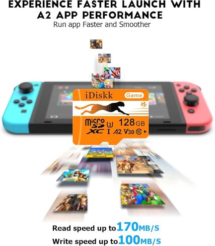 بطاقة ذاكرة Micro SDXC للألعاب سعة 256 جيجابايت من iDiskk لأجهزة Nintendo-Switch، وXbox، وGoPro، وكاميرا داش، وكاميرا أمان، وتسجيل فيديو 4K، مع محول in Kuwait