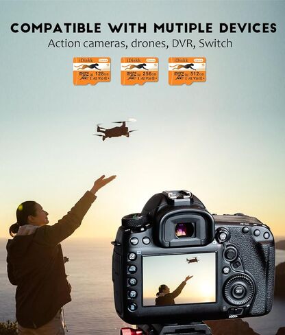 بطاقة ذاكرة Micro SDXC للألعاب سعة 256 جيجابايت من iDiskk لأجهزة Nintendo-Switch، وXbox، وGoPro، وكاميرا داش، وكاميرا أمان، وتسجيل فيديو 4K، مع محول in Kuwait