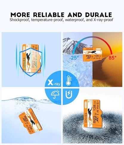 بطاقة ذاكرة Micro SDXC للألعاب سعة 256 جيجابايت من iDiskk لأجهزة Nintendo-Switch، وXbox، وGoPro، وكاميرا داش، وكاميرا أمان، وتسجيل فيديو 4K، مع محول in Kuwait