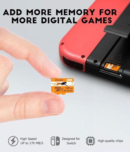 بطاقة ذاكرة Micro SDXC للألعاب سعة 256 جيجابايت من iDiskk لأجهزة Nintendo-Switch، وXbox، وGoPro، وكاميرا داش، وكاميرا أمان، وتسجيل فيديو 4K، مع محول in Kuwait