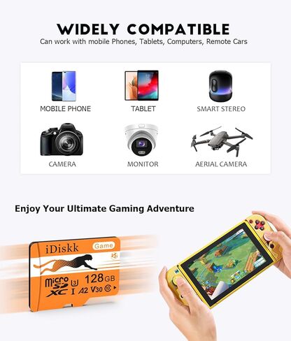 بطاقة ذاكرة Micro SDXC للألعاب سعة 256 جيجابايت من iDiskk لأجهزة Nintendo-Switch، وXbox، وGoPro، وكاميرا داش، وكاميرا أمان، وتسجيل فيديو 4K، مع محول in Kuwait