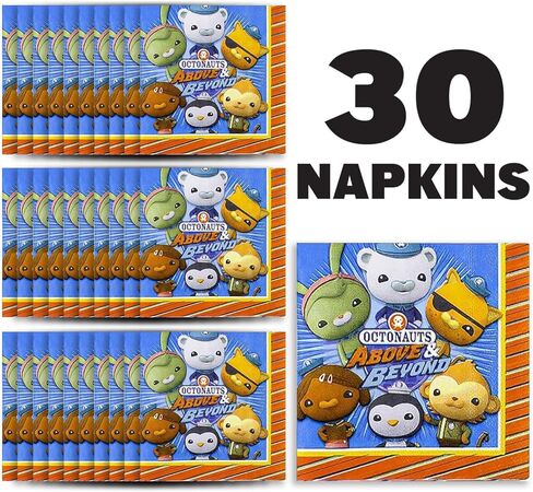 Octonauts Napkin Nautical Delight: Set of 30 Decorative Party Napkins - Perfect for Kids' Birthdays, Ocean Adventures, and Special Celebrations - Disposable and Absorbent Tableware in Saudi Arabia
