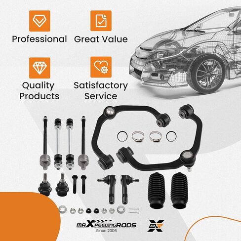 maXpeedingrods 12Pcs Front Suspension Kit for Ford Ranger 1998-2011 2WD, for Mazda B2300 B2500 B3000 B4000, Front Upper Control Arms with Lower Ball Joints, Sway Bar End Link, Outer Inner Tie Rods in Saudi Arabia