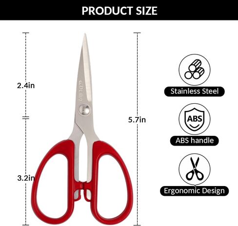 Duty Scissors with Ultra Sharp Blades and Comfort Grip Multipurpose Handles -for Office, Home, Sewing and Crafts-Red in Saudi Arabia