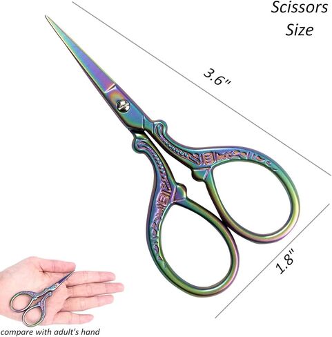 3.57 Inch Mini Embroidery Scissors, Small Vintage Sewing Scissors for Crafting, Precision Titanium Coated Sharp for DIY, Travel, Crochet, Thread Cutting (colorful) in Saudi Arabia
