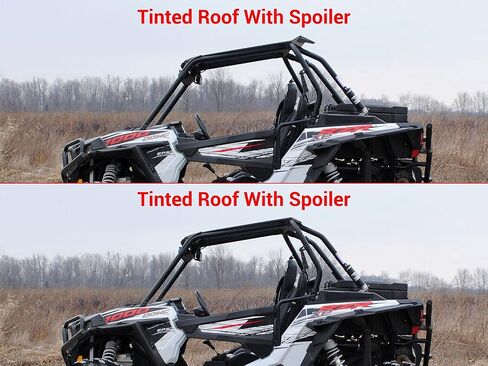 سقف SuperATV من البولي كربونات داكن اللون مع جناح خلفي لـ Polaris RZR 900 / RZR S 900 (2015-2020) | يحمي من الطقس والحطام | مريح، خالٍ من الخشخشة | صنع في الولايات المتحدة الأمريكية in Kuwait