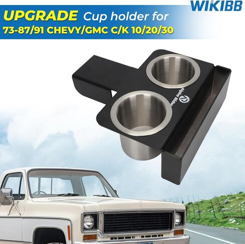 Truck Water Cup Drink Holder for 73-87/91 Chevy/GMC C/K 10/20/30, Upgraded Removable Cup Holder with Phone Slot & USB Charger for Chevy Truck Center Console with, Not for Manual Transmission in Saudi Arabia