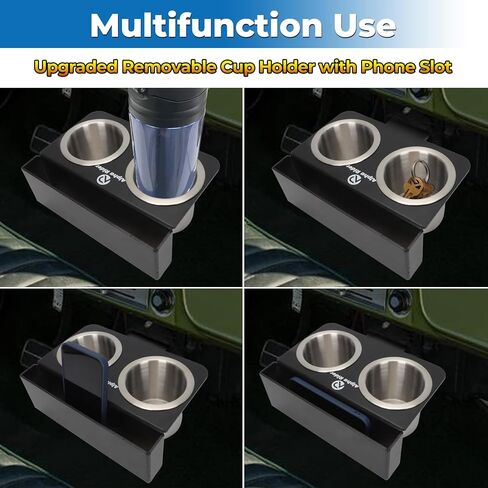 Truck Water Cup Drink Holder for 73-87/91 Chevy/GMC C/K 10/20/30, Upgraded Removable Cup Holder with Phone Slot & USB Charger for Chevy Truck Center Console with, Not for Manual Transmission in Saudi Arabia