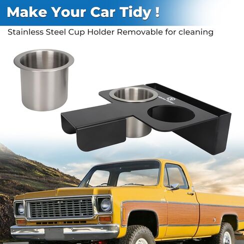 Truck Water Cup Drink Holder for 73-87/91 Chevy/GMC C/K 10/20/30, Upgraded Removable Cup Holder with Phone Slot & USB Charger for Chevy Truck Center Console with, Not for Manual Transmission in Saudi Arabia
