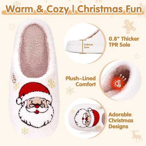 Christmas Slippers for Women Men Reindeer Slippers House Shoes for Women Soft Plush Fuzzy Winter Holiday Slippers Memory Foam Indoor Outdoor Shoes Non-Slip Fluffy Christmas Halloween Gifts in Kuwait