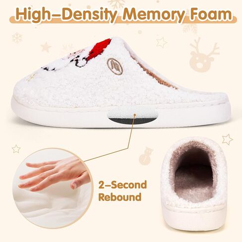 Christmas Slippers for Women Men Reindeer Slippers House Shoes for Women Soft Plush Fuzzy Winter Holiday Slippers Memory Foam Indoor Outdoor Shoes Non-Slip Fluffy Christmas Halloween Gifts in Kuwait