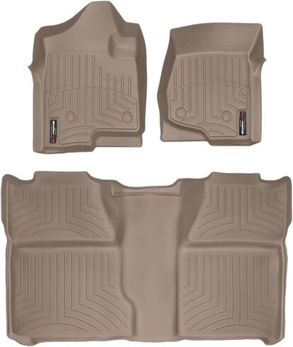 Weathertech Custom Fit FloorLiners for Chevrolet Silverado 1500, Silverado 1500, Silverado 2500HD/3500HD - 1st & 2nd Row (44066-1-0), Black in Saudi Arabia
