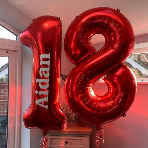 40 Inch Red 18 Number Balloons Giant 18 Balloons Red Birthday 18 Balloons 18th Birthday Anniversary Party Decorations Supplies in Saudi Arabia