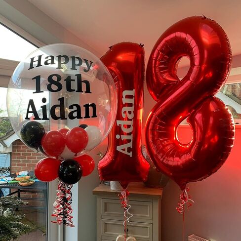 40 Inch Red 18 Number Balloons Giant 18 Balloons Red Birthday 18 Balloons 18th Birthday Anniversary Party Decorations Supplies in Saudi Arabia