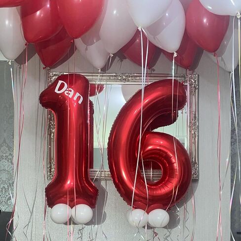 40 Inch Red 18 Number Balloons Giant 18 Balloons Red Birthday 18 Balloons 18th Birthday Anniversary Party Decorations Supplies in Saudi Arabia