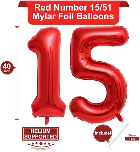 40 Inch Red 18 Number Balloons Giant 18 Balloons Red Birthday 18 Balloons 18th Birthday Anniversary Party Decorations Supplies in Saudi Arabia