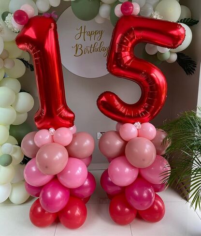 40 Inch Red 18 Number Balloons Giant 18 Balloons Red Birthday 18 Balloons 18th Birthday Anniversary Party Decorations Supplies in Saudi Arabia