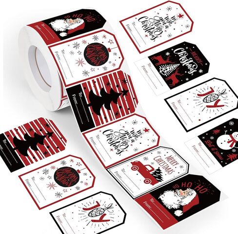 800 Pieces Christmas Tags Christmas to from Labels Self Adhesive Christmas Tag Christmas Stickers Tag Sticker Christmas Paper Tags for Decorations, 8 Styles (Cute Style) in Saudi Arabia