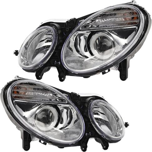 استبدال مجموعة المصابيح الأمامية الهالوجين طراز OE EPIC LIGHTING لمرسيدس 07-09 E320 E350 E550 E63 AMG - زوج in Saudi Arabia