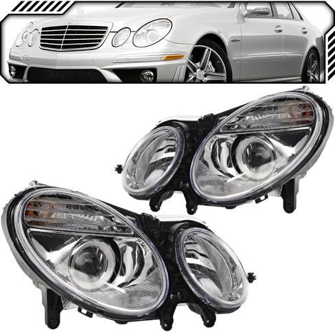 استبدال مجموعة المصابيح الأمامية الهالوجين طراز OE EPIC LIGHTING لمرسيدس 07-09 E320 E350 E550 E63 AMG - زوج in Saudi Arabia