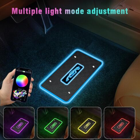 أضواء الحصير سيارة قابلة للتخصيص، تخصيص شعار شخصي الحصير سيارة ضوء مقاوم للماء RGB LED مصباح النيون التحكم في التطبيق وضع وامض قابل للتعديل عالمي سيارة الداخلية القدم حصيرة الديكور الخفيفة in Kuwait