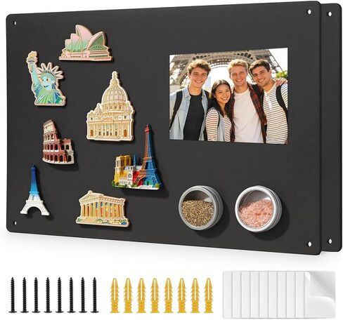 لوح مغناطيسي مكون من قطعتين، لوح مغناطيسي للجدار، عرض الحروف المغناطيسية والأرقام وبرطمانات التوابل والملاحظات اللاصقة والصور، مناسب للجدران والثلاجات والمقصورات والخزائن والمزيد (17 بوصة × 12 بوصة) in Kuwait