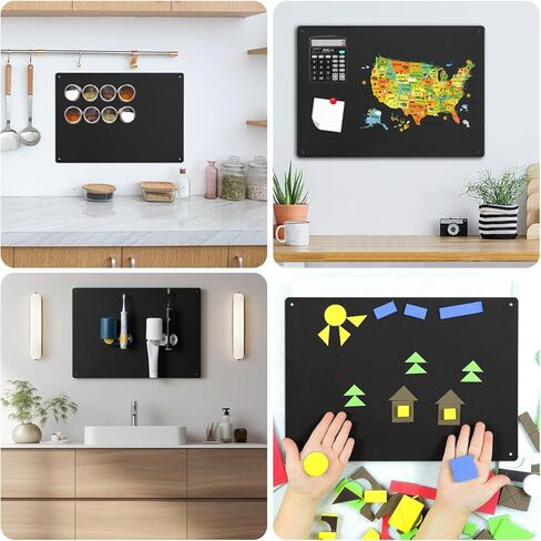 لوح مغناطيسي مكون من قطعتين، لوح مغناطيسي للجدار، عرض الحروف المغناطيسية والأرقام وبرطمانات التوابل والملاحظات اللاصقة والصور، مناسب للجدران والثلاجات والمقصورات والخزائن والمزيد (17 بوصة × 12 بوصة) in Kuwait